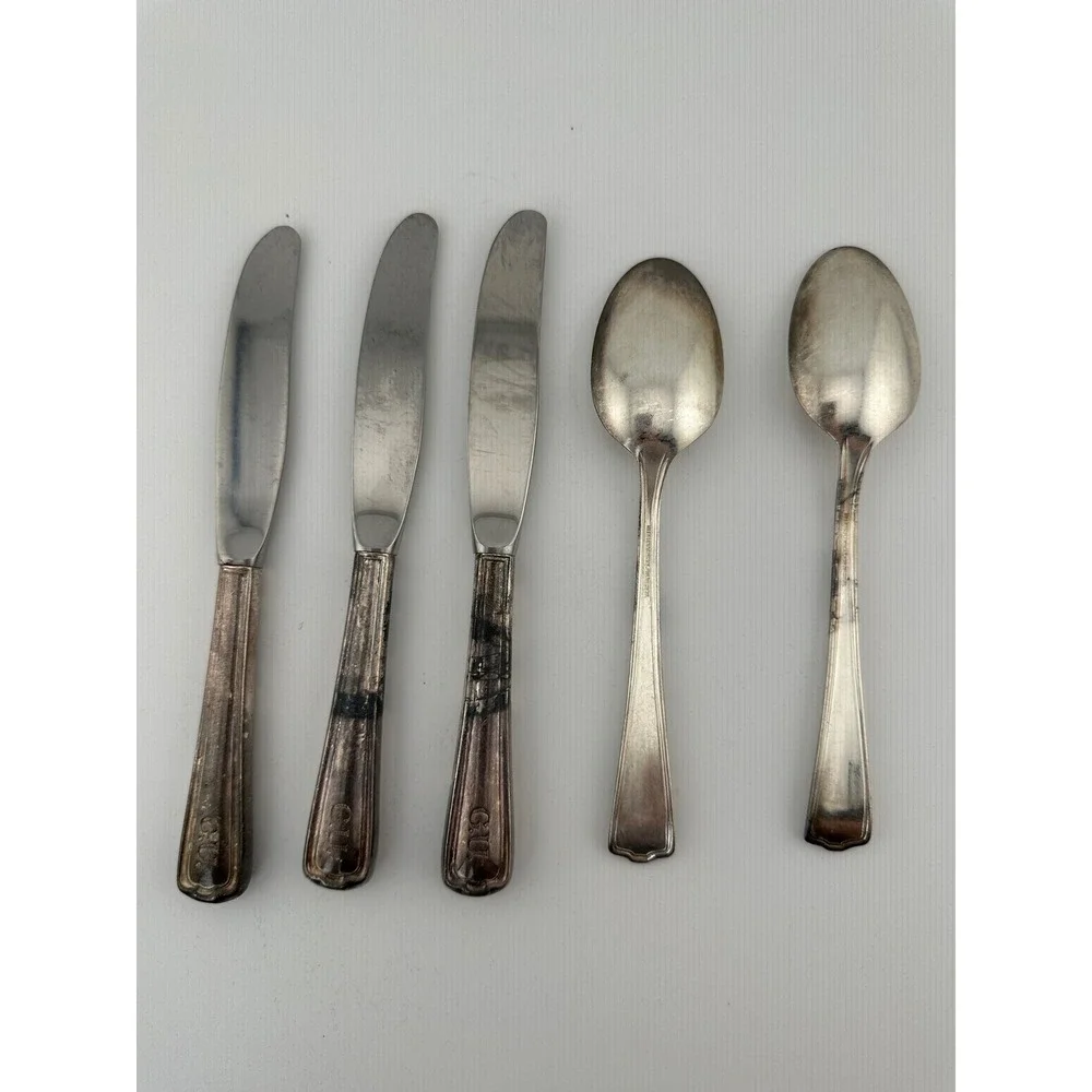 Antique 1914 International Silver Co Silverware Set Monogrammed Spoons Knives